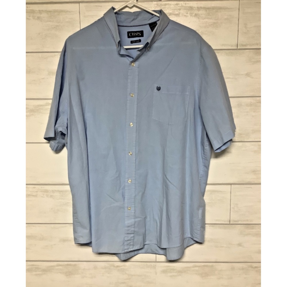 Chaps Size XXL Blue Checked collared  short sleeve shirt